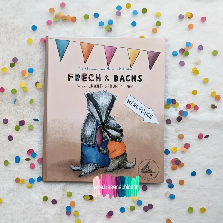 Mehr über den Artikel erfahren Frech & Dachs feiern Nicht-Geburtstag das Wendebuch (Kim Hitzemann)