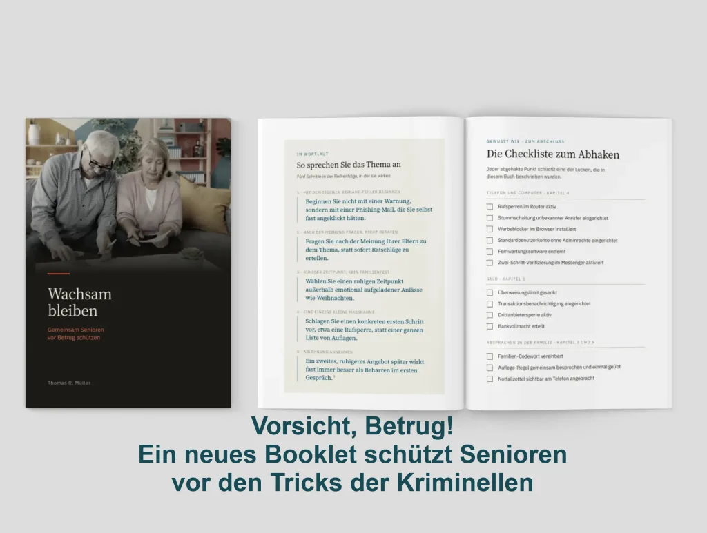 Vorsicht, Betrug! Ein neues Booklet schützt Senioren vor den Tricks der Kriminellen
